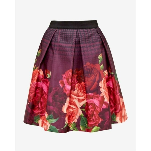 💕TED BAKER💕 Klira Juxtapose Rose Border Skirt TB0 US2 NWT - Picture 6 of 8